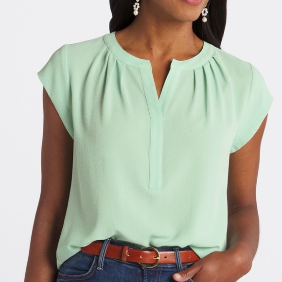 41 Hawthorn Tops - 41 Hawthorn Morey Mint Green Split Neck Blouse Tunic